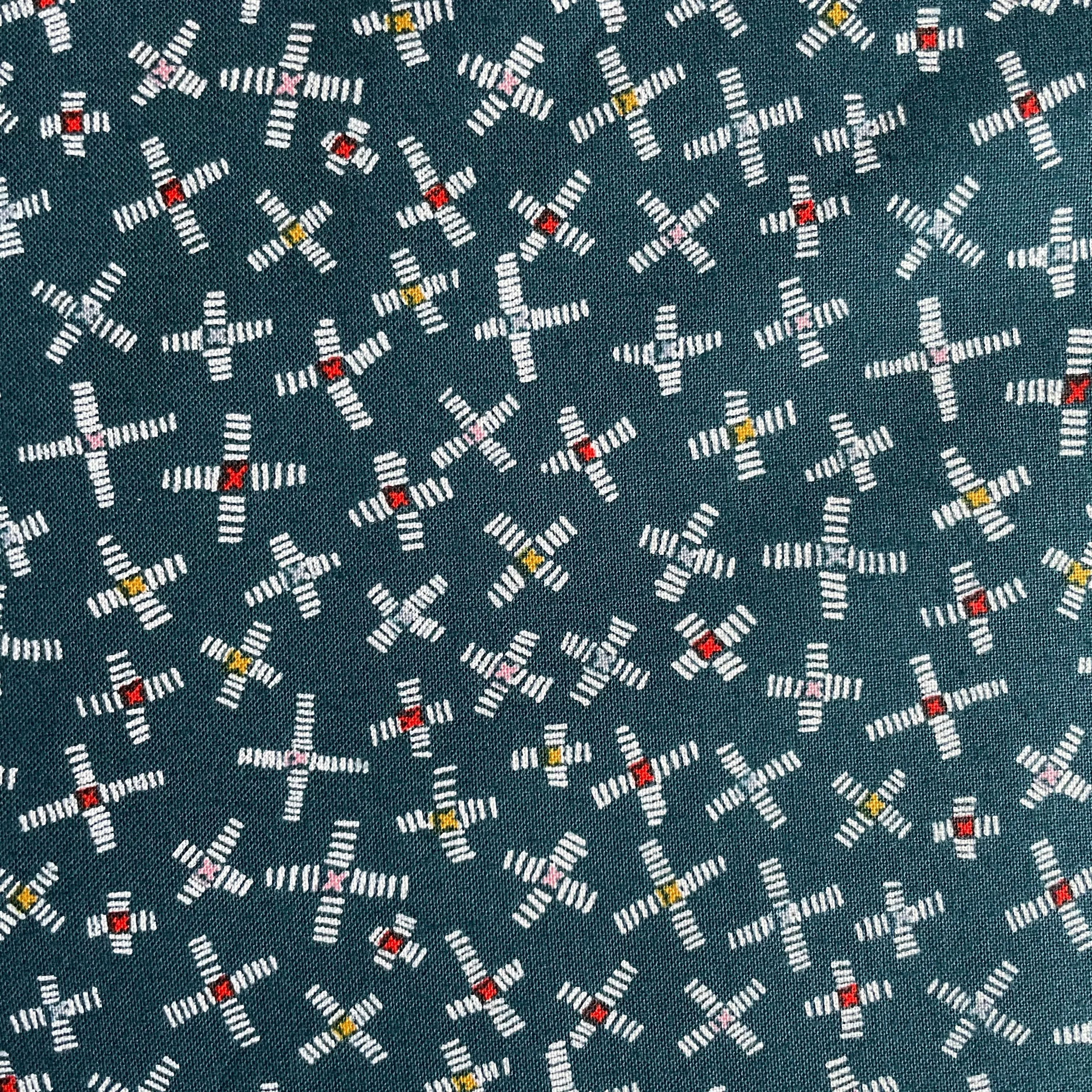 1-3/4 yard Remnant : Dashwood Studio - Hibernate Blue Windmills