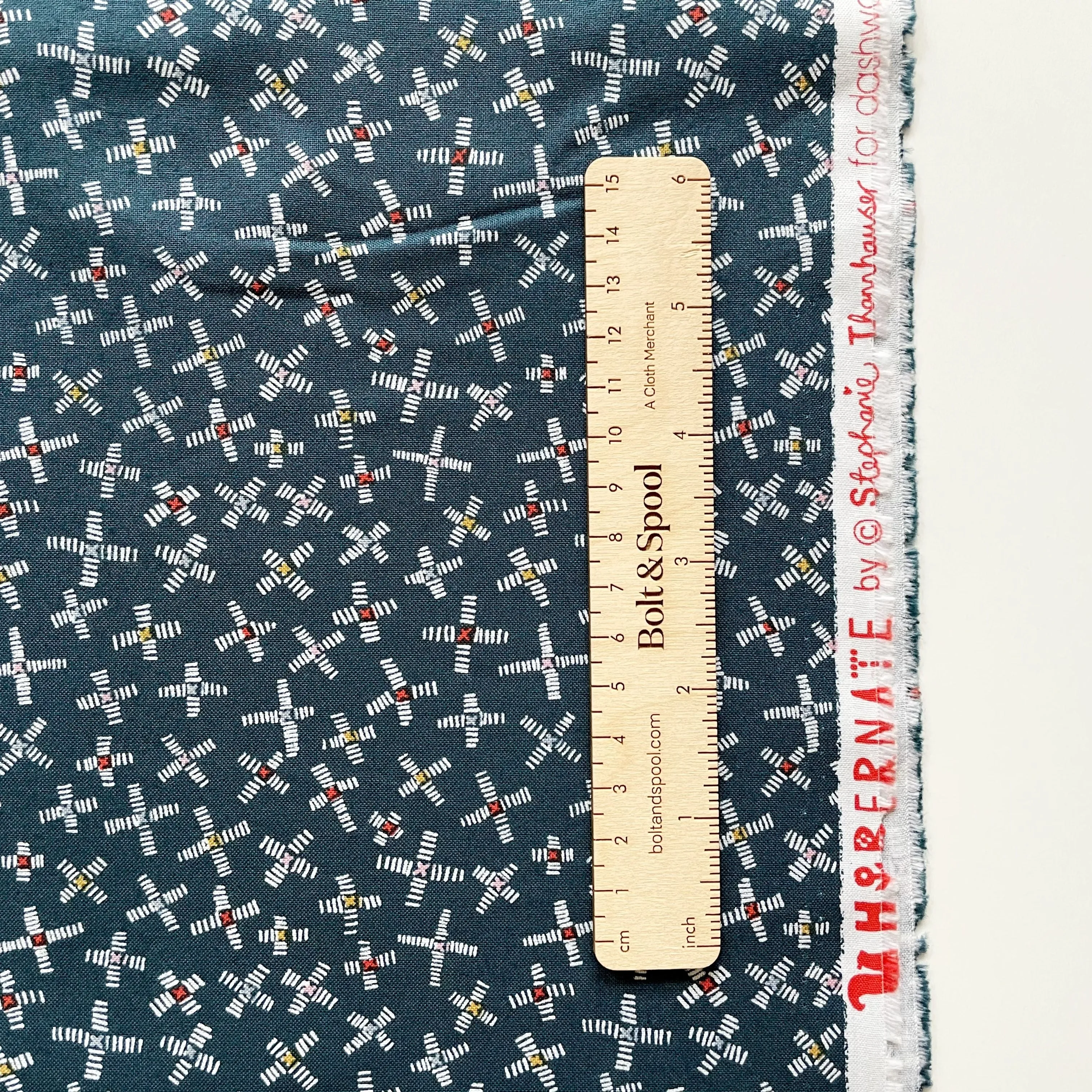 1-3/4 yard Remnant : Dashwood Studio - Hibernate Blue Windmills