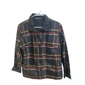 100% Silk Shacket by Harris Wallace Plaid &amp; Reversible Size Large