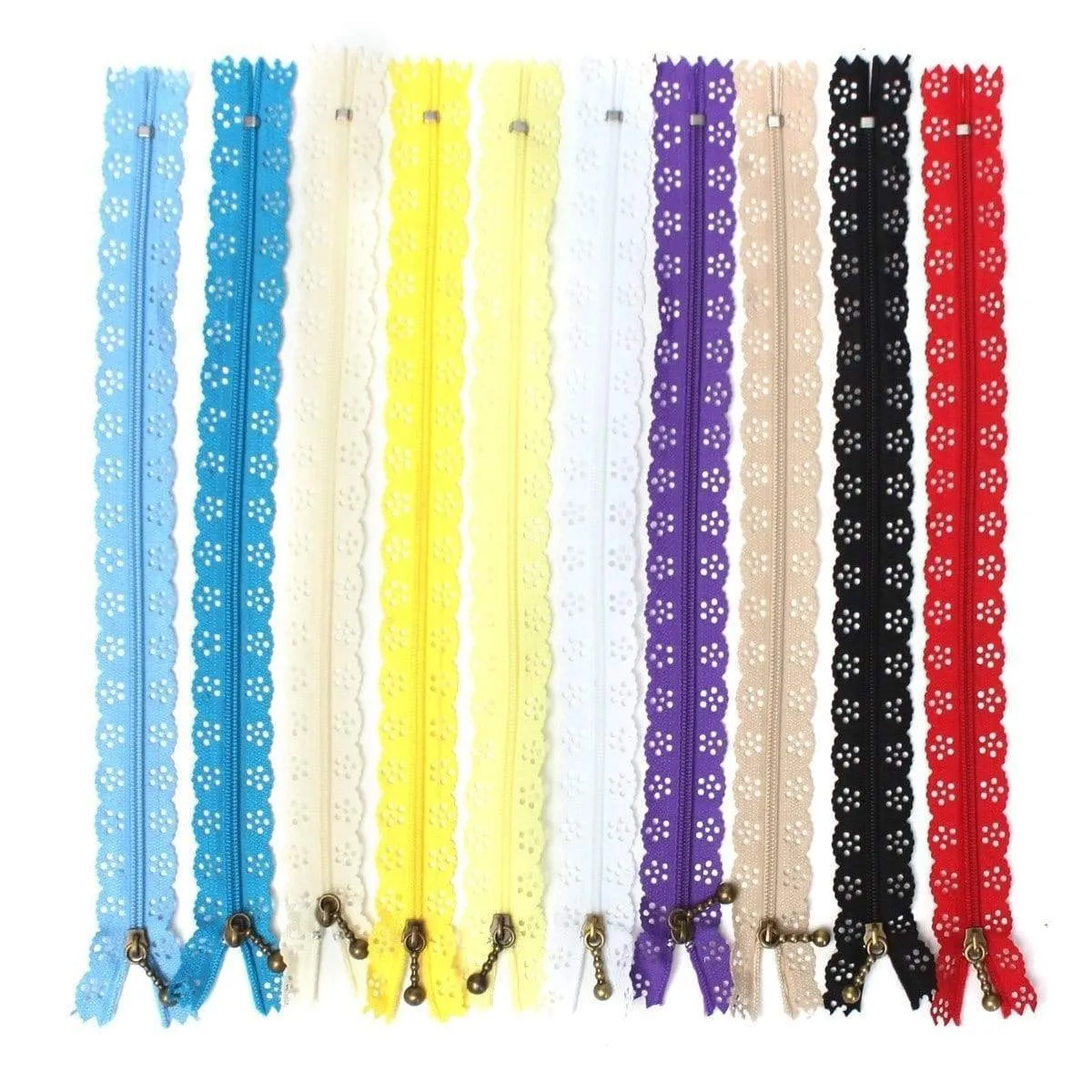 10Pcs Brass Nylon Lace Bud Silk Zipper Puller For Purse Bag Sewing Tool Color Random
