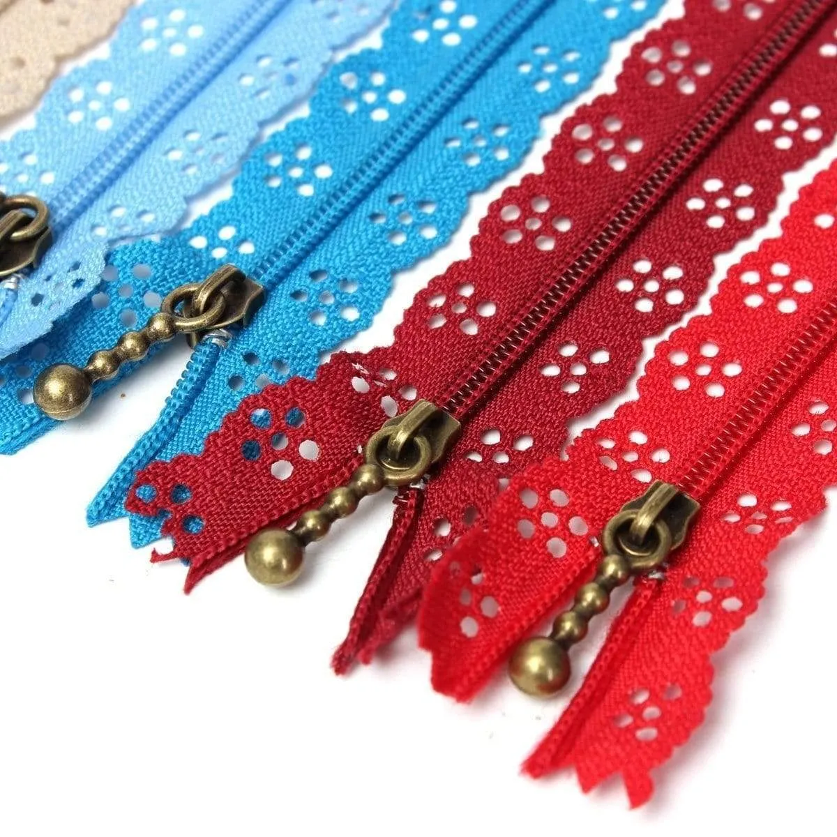 10Pcs Brass Nylon Lace Bud Silk Zipper Puller For Purse Bag Sewing Tool Color Random