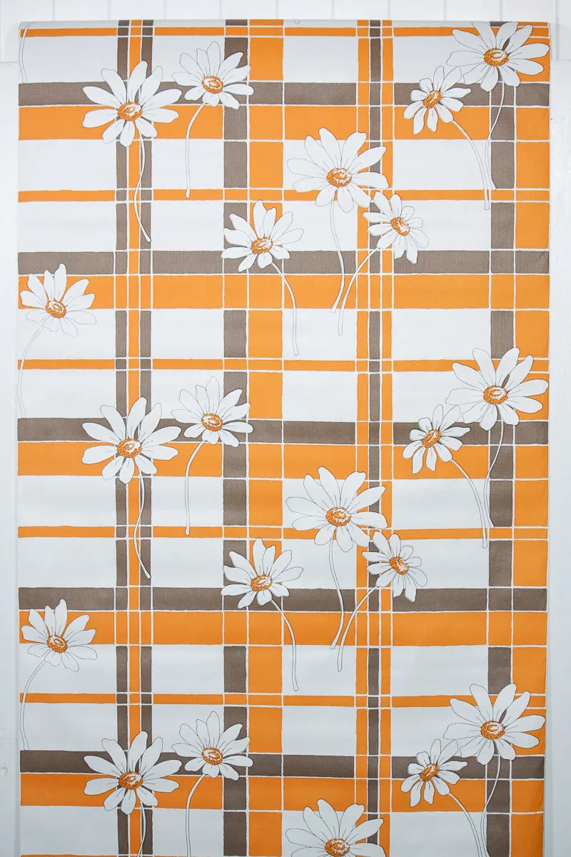1970s Floral Vinyl Vintage Wallpaper