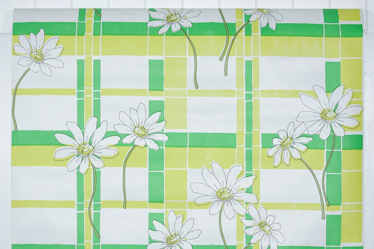 1970s Floral Vinyl Vintage Wallpaper