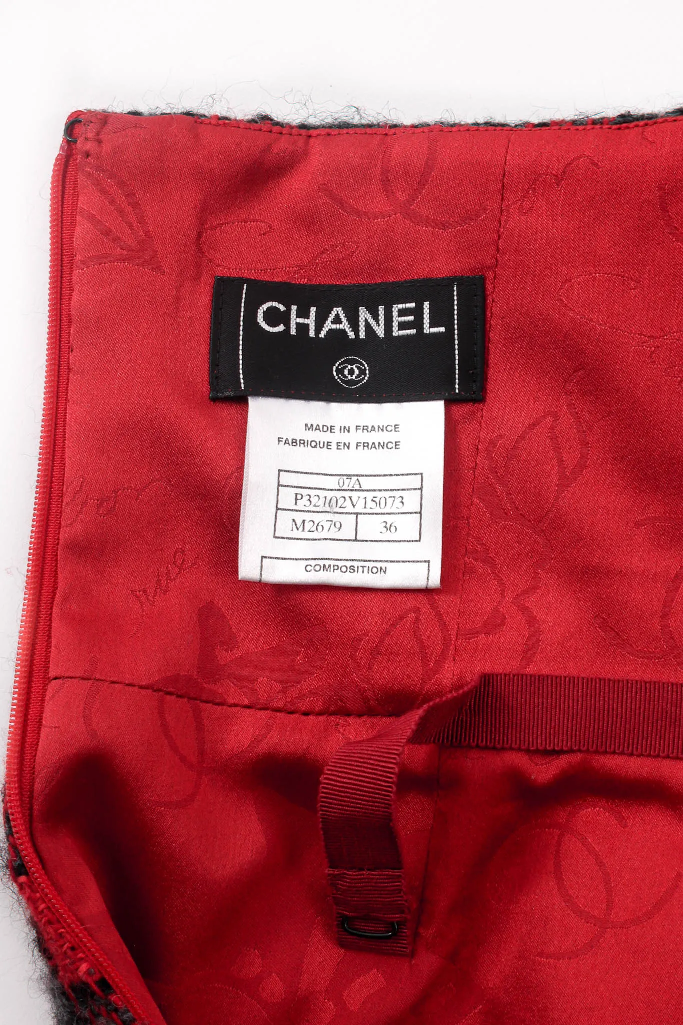 2007 A/W High-Waisted Checkered Tweed Skirt