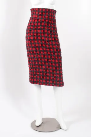 2007 A/W High-Waisted Checkered Tweed Skirt