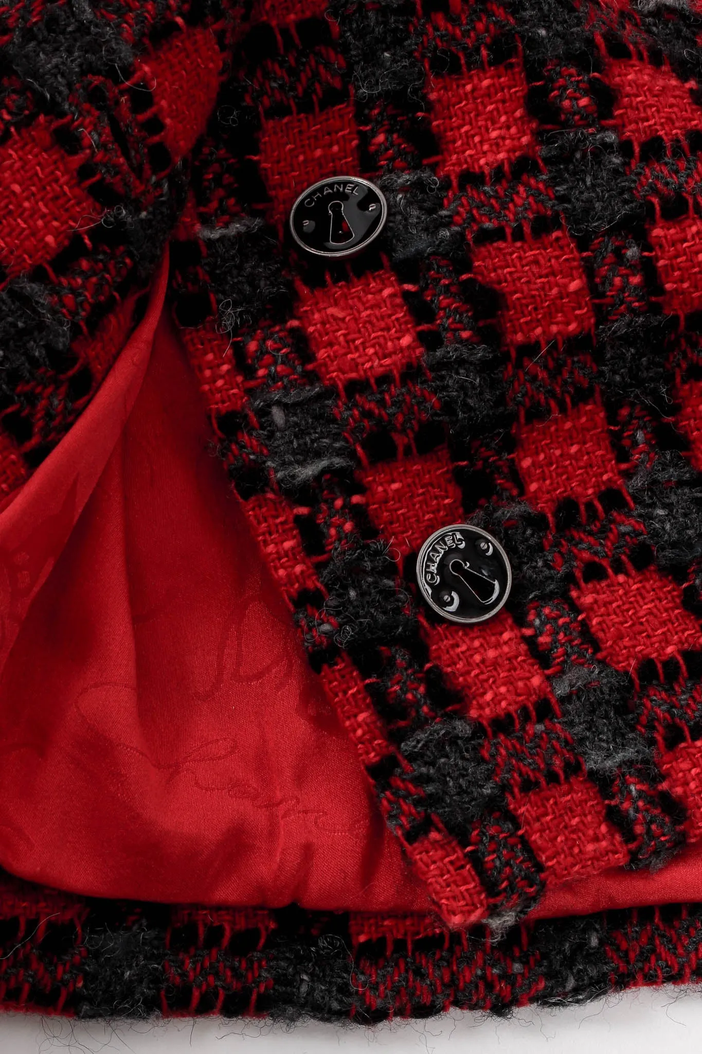2007 A/W High-Waisted Checkered Tweed Skirt