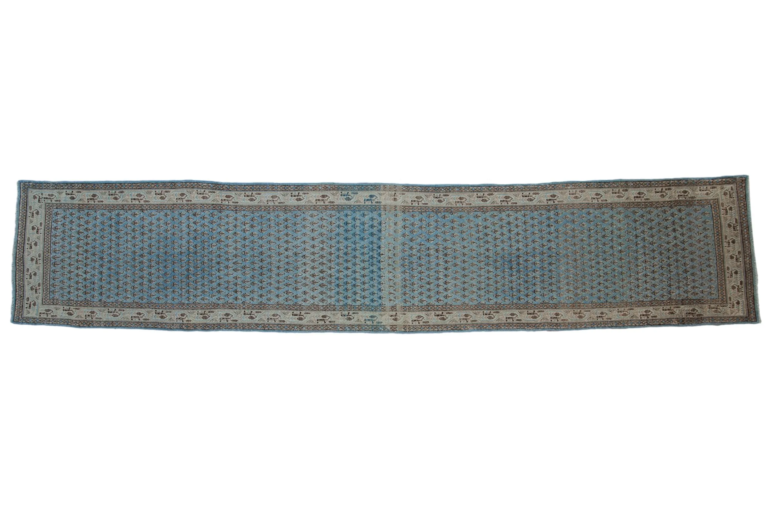 2.5x13.5 Vintage Distressed Mir Sarouk Rug Runner