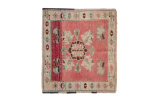 2x2.5 Vintage Distressed Oushak Square Rug Mat
