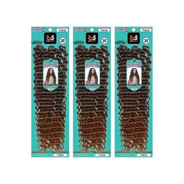 [3 Pack Deal] Bobbi Boss African Roots Synthetic Crochet Braid - 2X BRAZILIAN DEEP CURL 20"