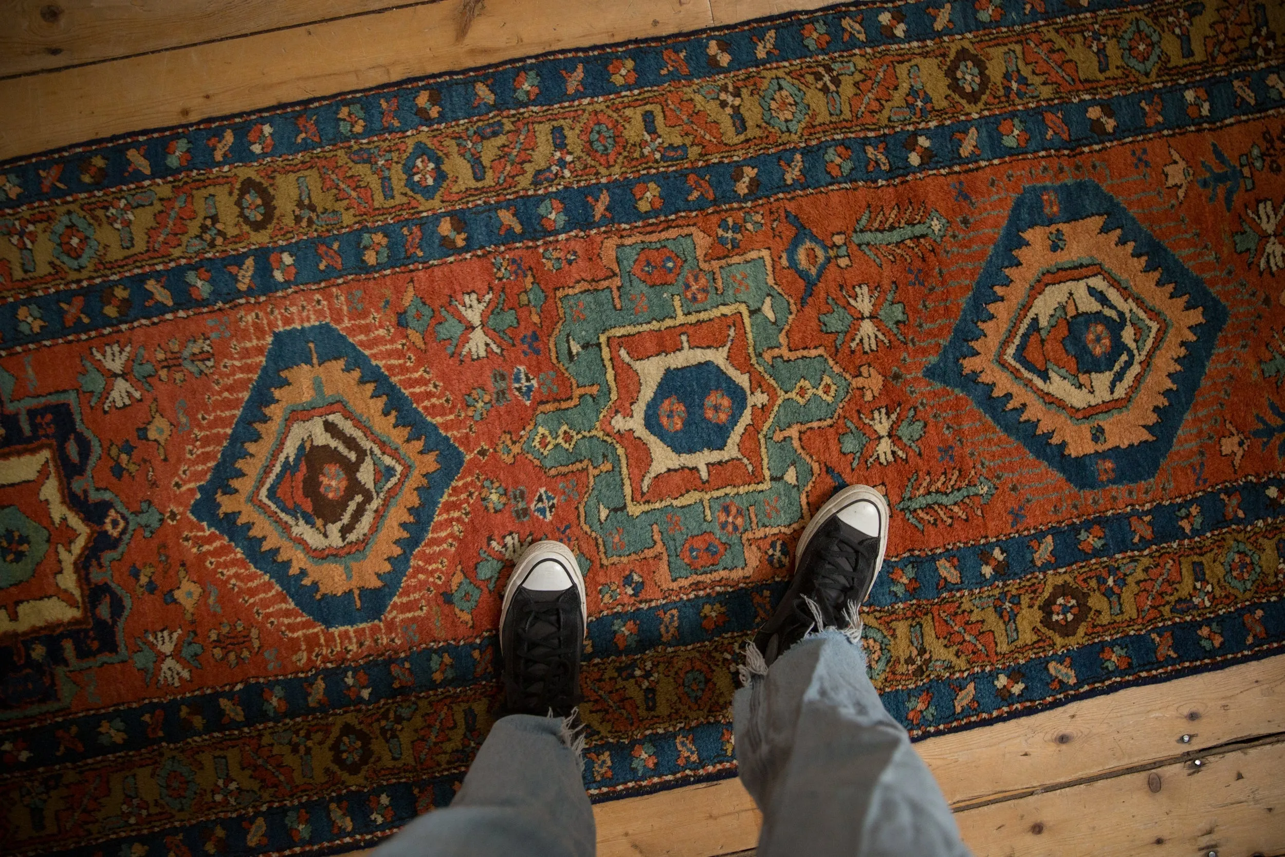 3.5x11.5 Antique Heriz Rug Runner