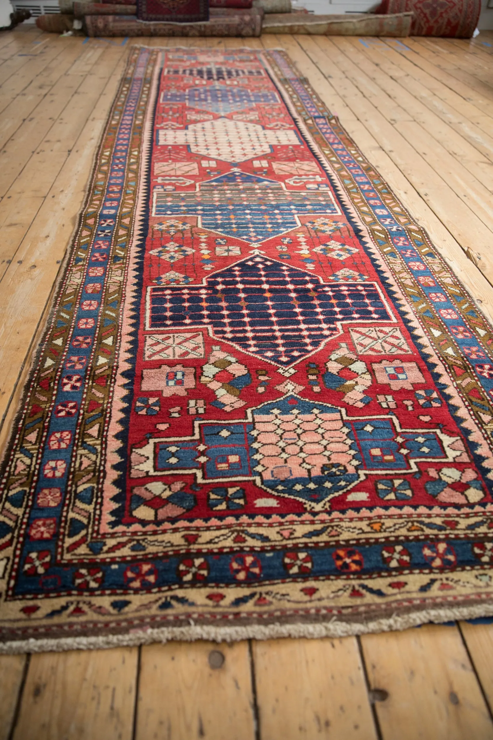 3.5x12.5 Vintage Baktiari Rug Runner