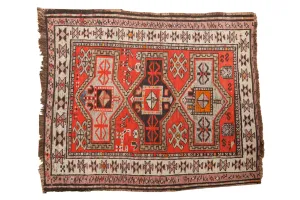 3.5x4.5 Vintage Caucasian Square Rug