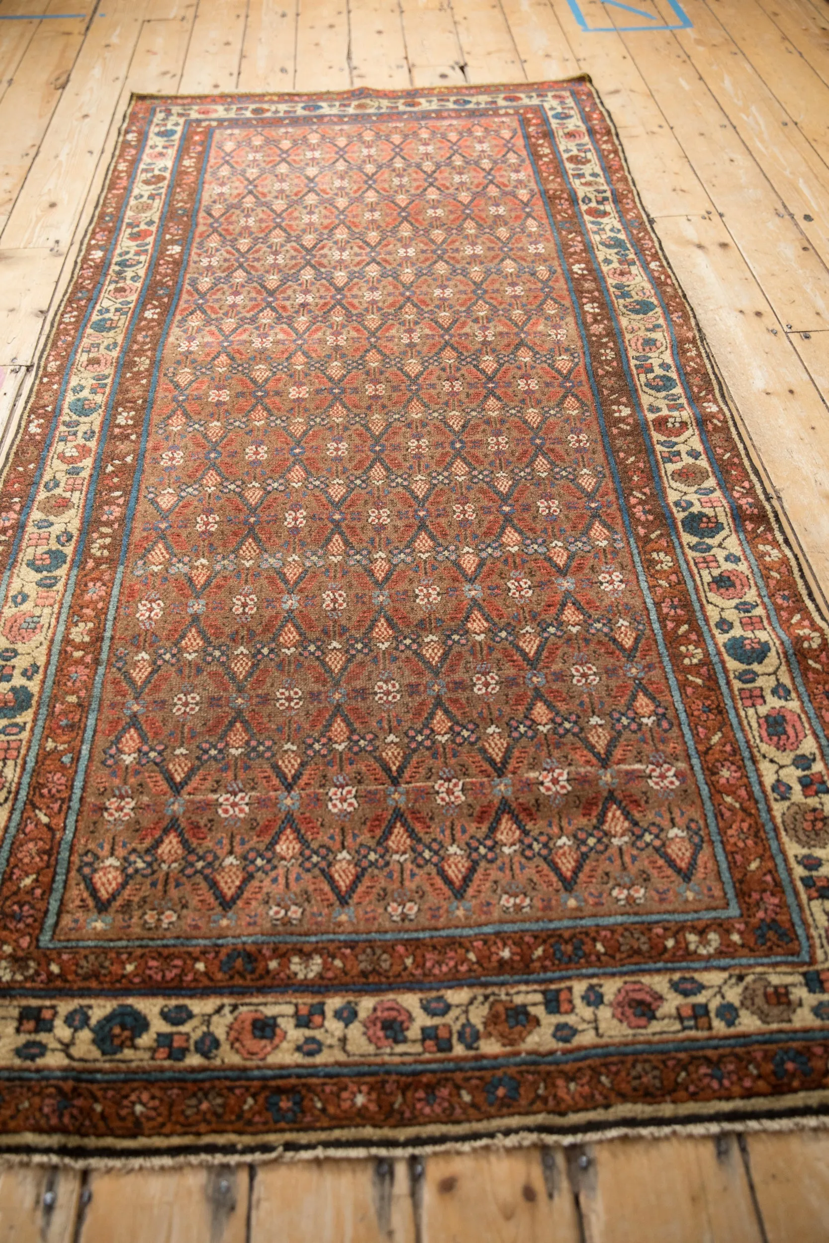 3.5x7.5 Vintage Kurdish Hamadan Rug Runner