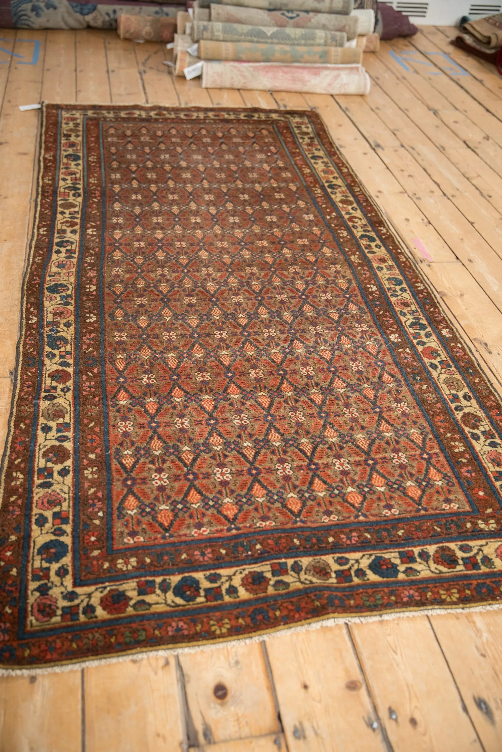 3.5x7.5 Vintage Kurdish Hamadan Rug Runner