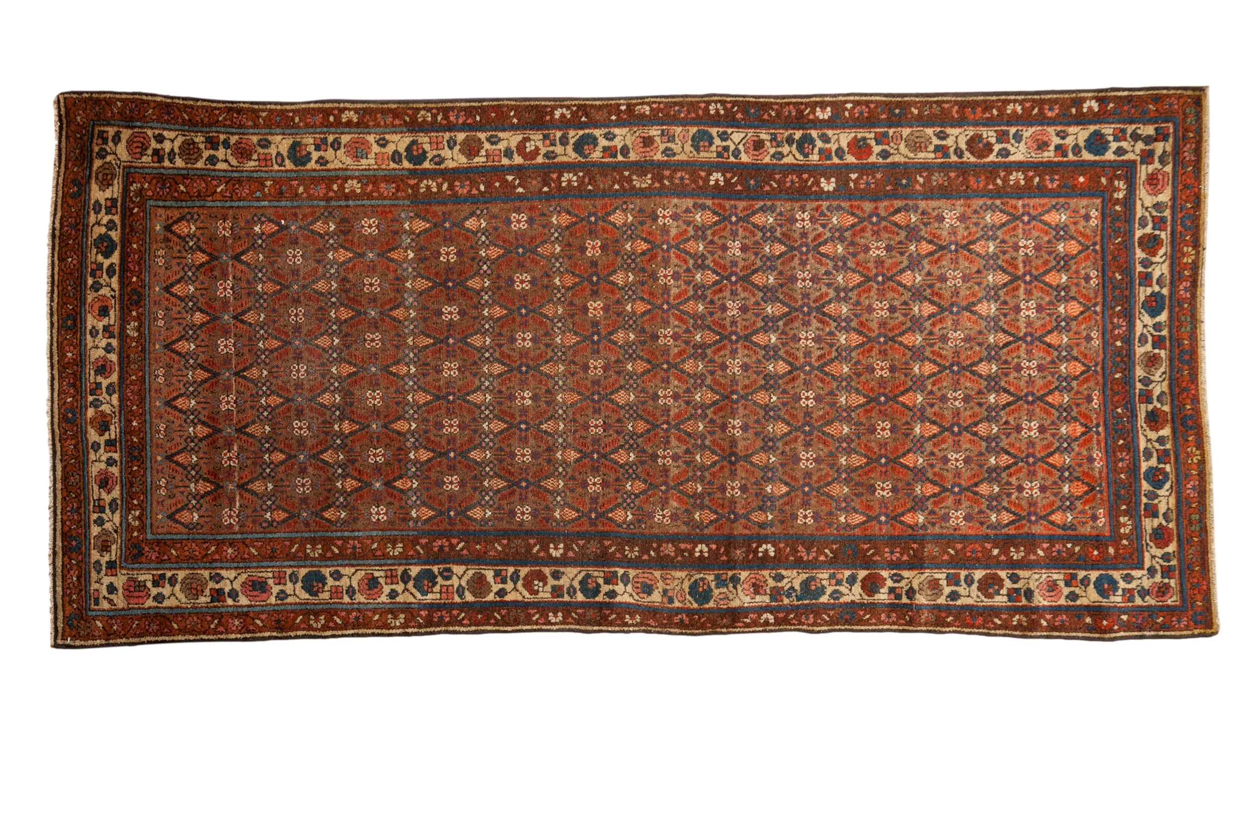 3.5x7.5 Vintage Kurdish Hamadan Rug Runner