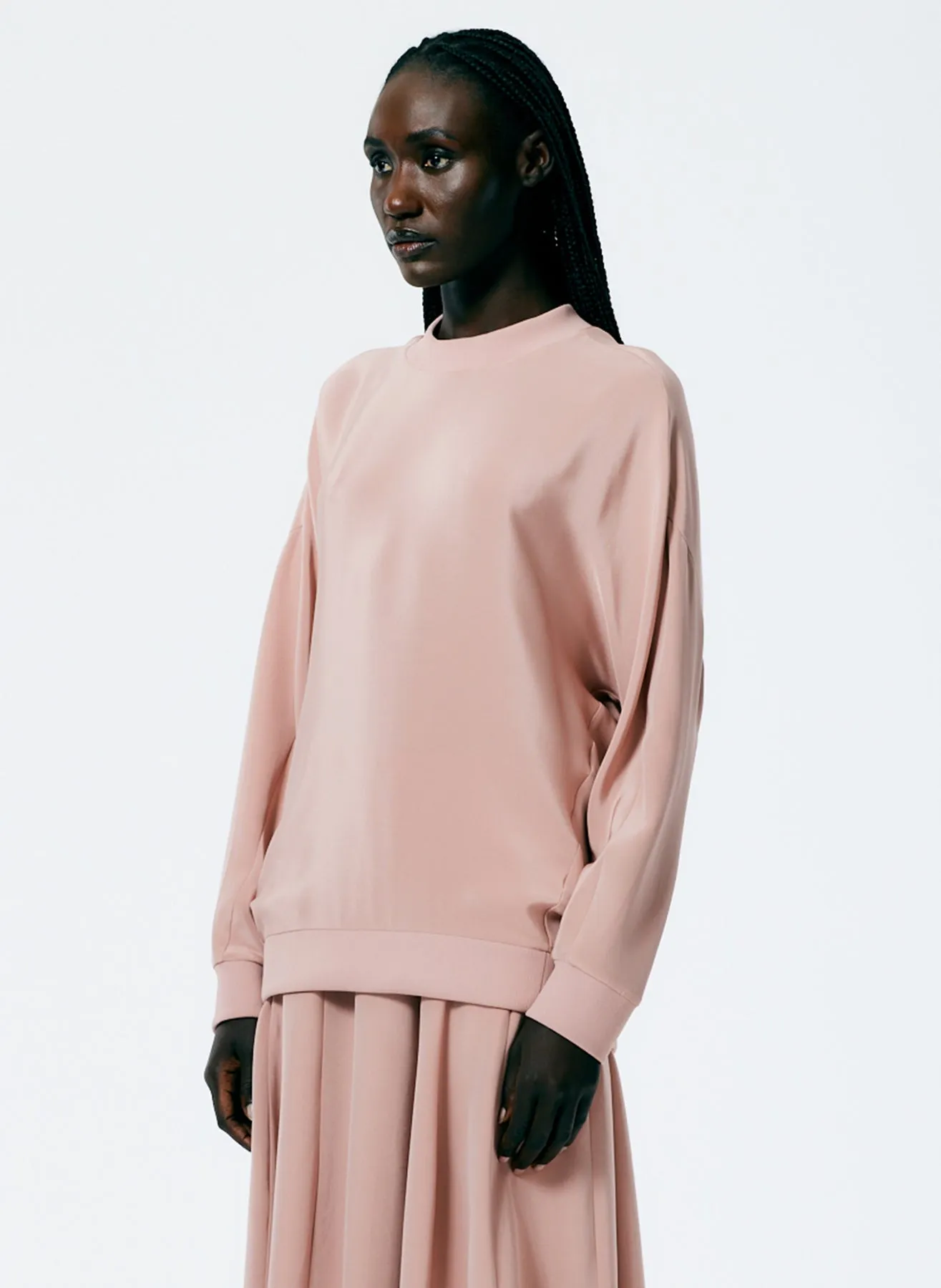 4-Ply Silk Cocoon Crewneck Sweatshirt