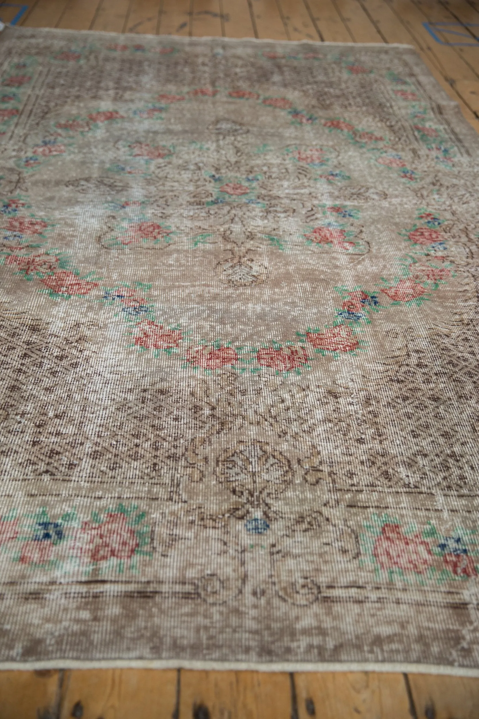 5.5x9.5 Vintage Distressed Overdyed Oushak Carpet