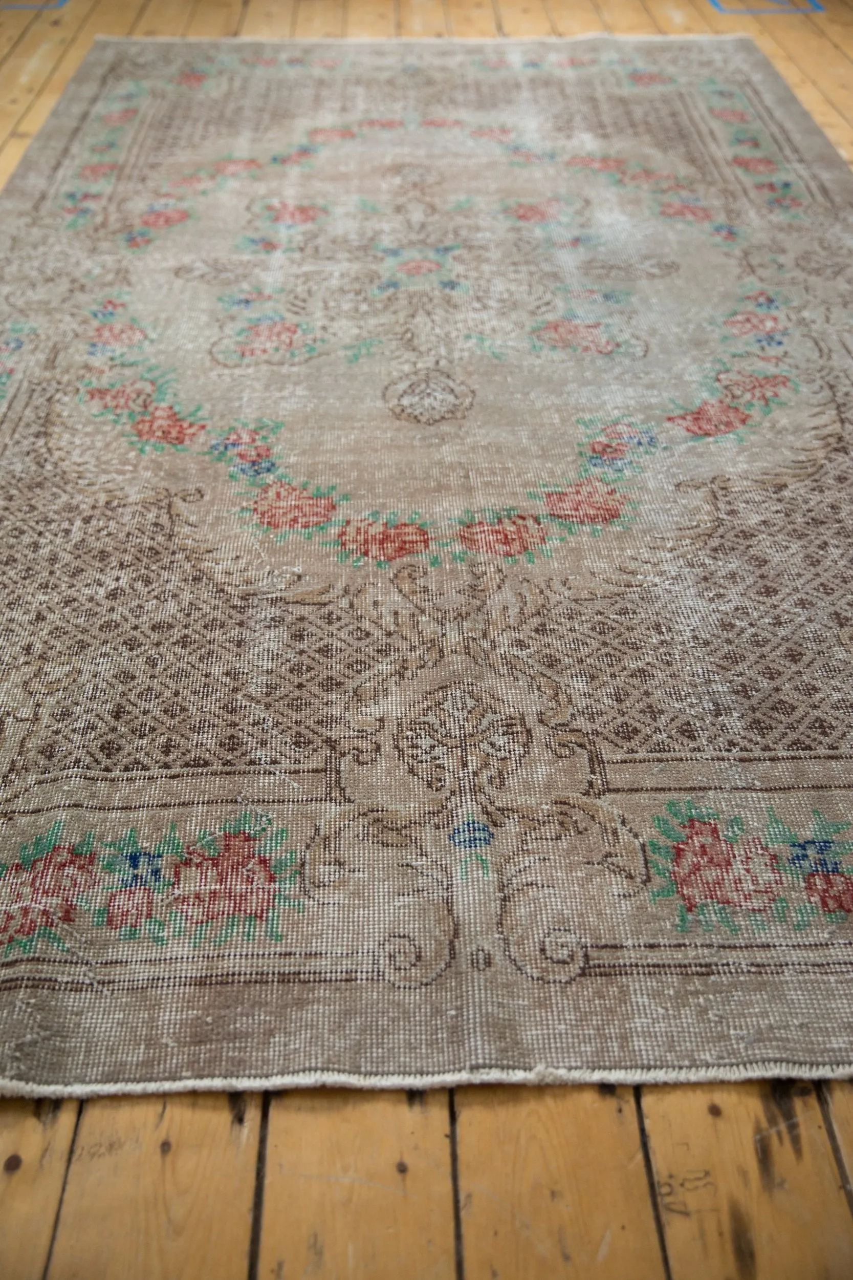 5.5x9.5 Vintage Distressed Overdyed Oushak Carpet