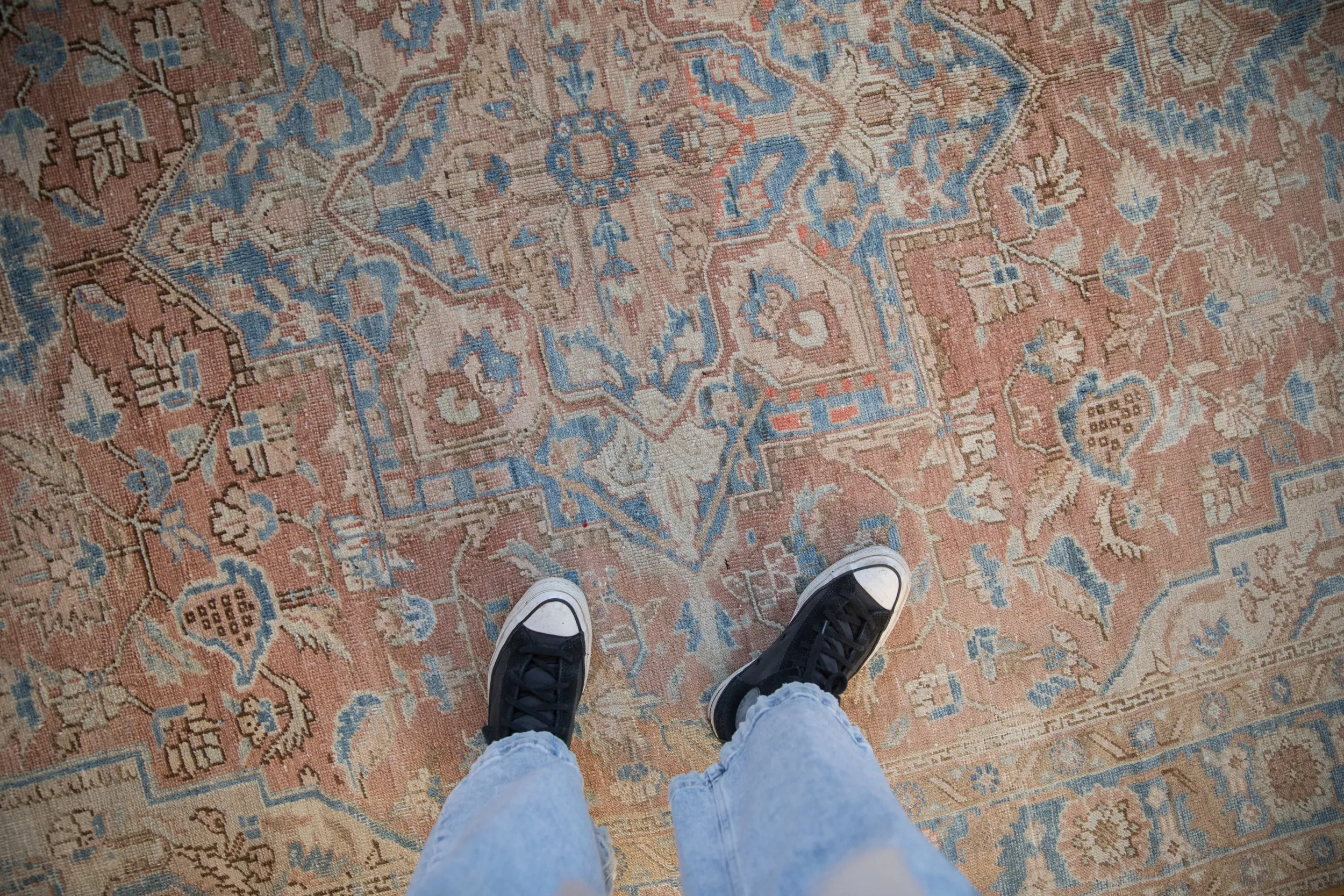 6.5x9.5 Vintage Distressed Heriz Carpet