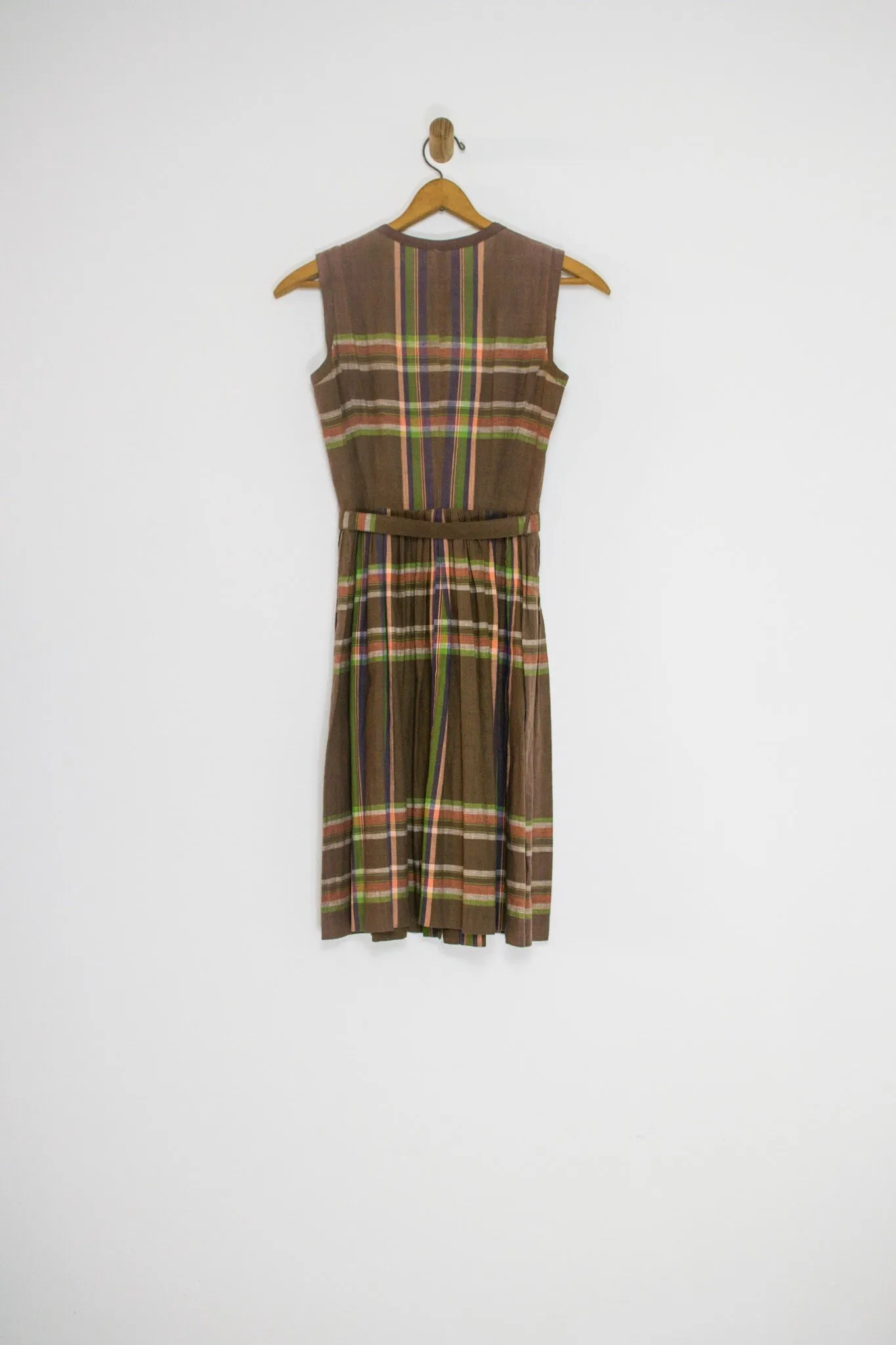 70's JAPANESE PLAID DRESS / SMALL