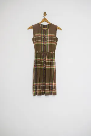 70's JAPANESE PLAID DRESS / SMALL