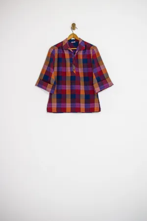 70’s PLAID BUTTON FRONT TOP / MEDIUM