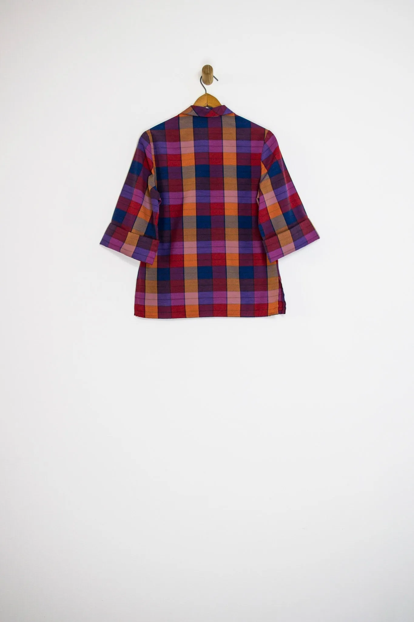 70’s PLAID BUTTON FRONT TOP / MEDIUM