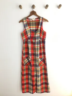 70’s PLAID JUMPER DRESS / MEDIUM