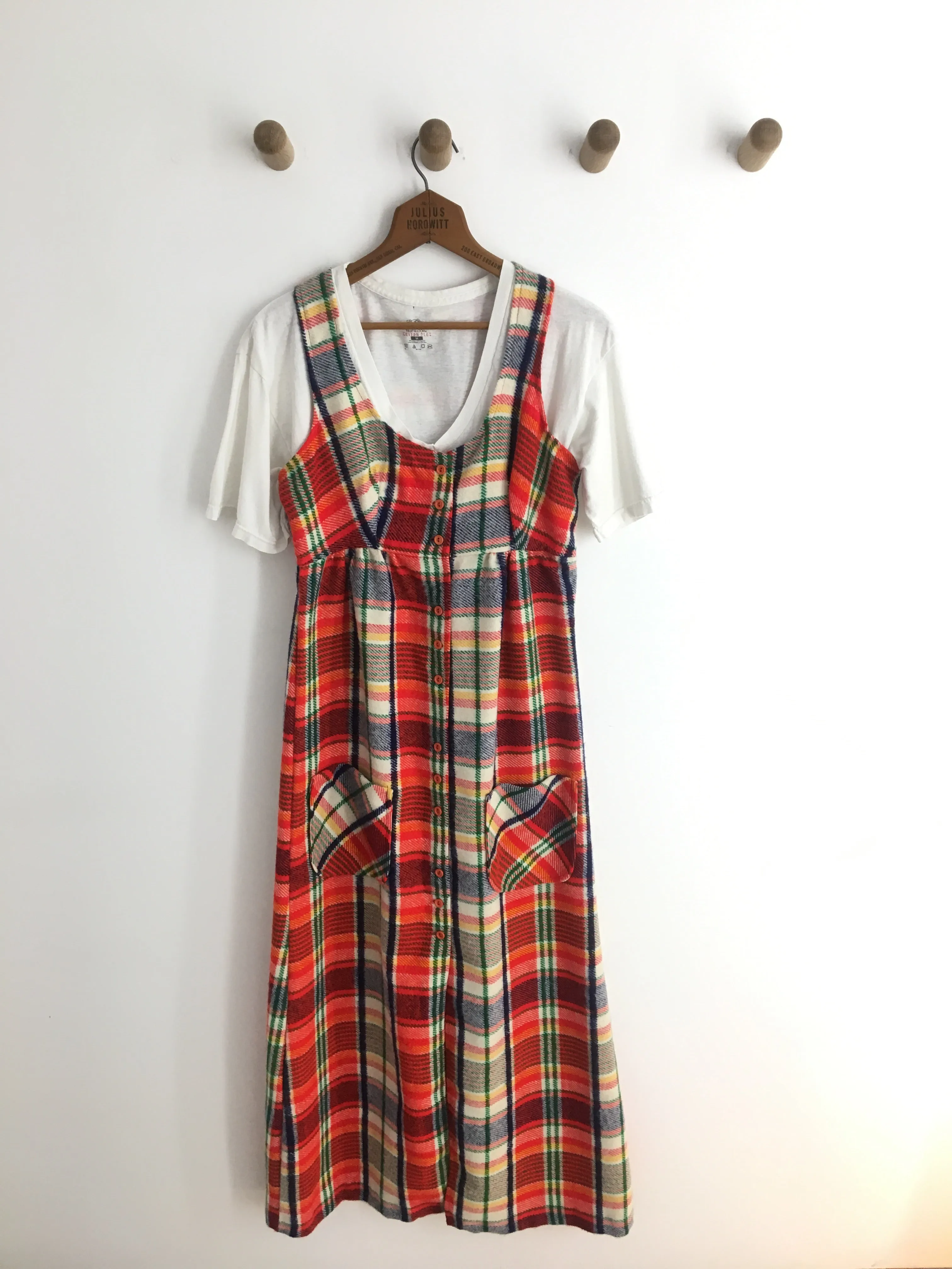 70’s PLAID JUMPER DRESS / MEDIUM