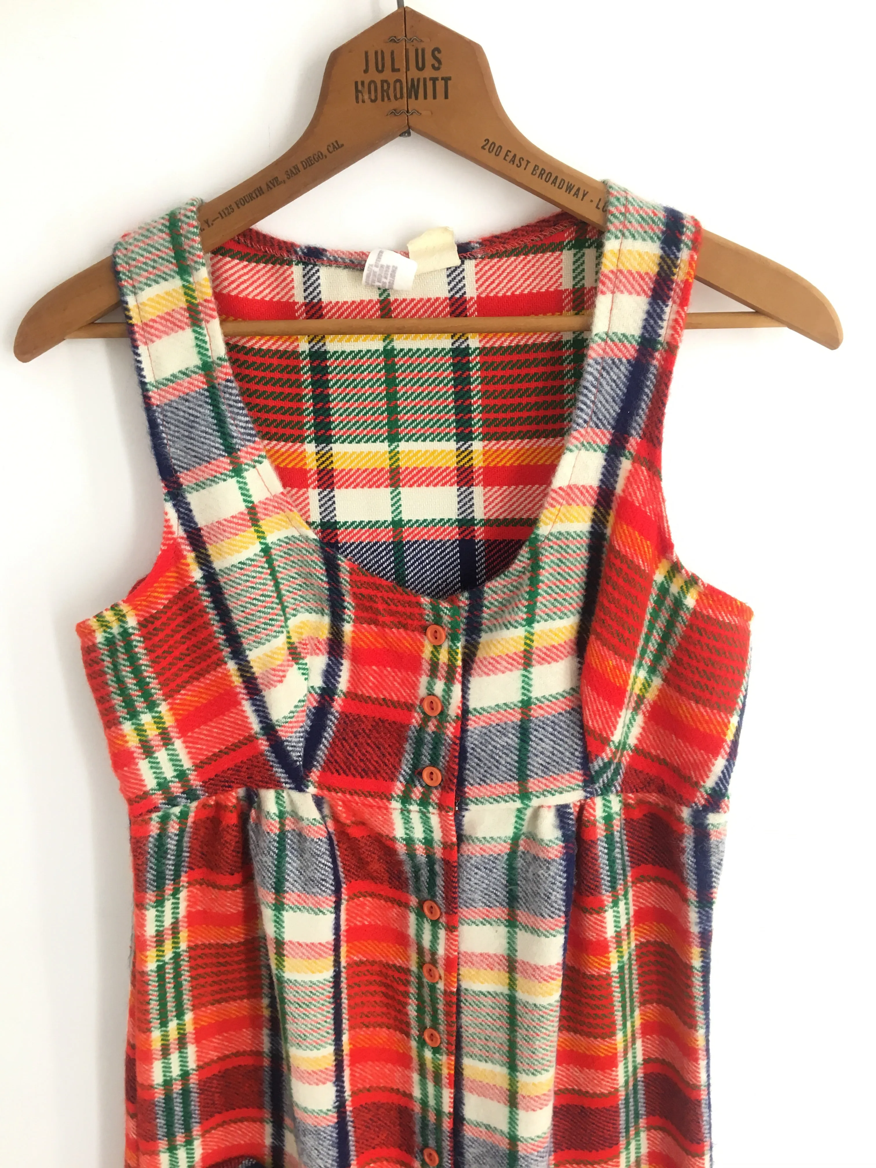 70’s PLAID JUMPER DRESS / MEDIUM