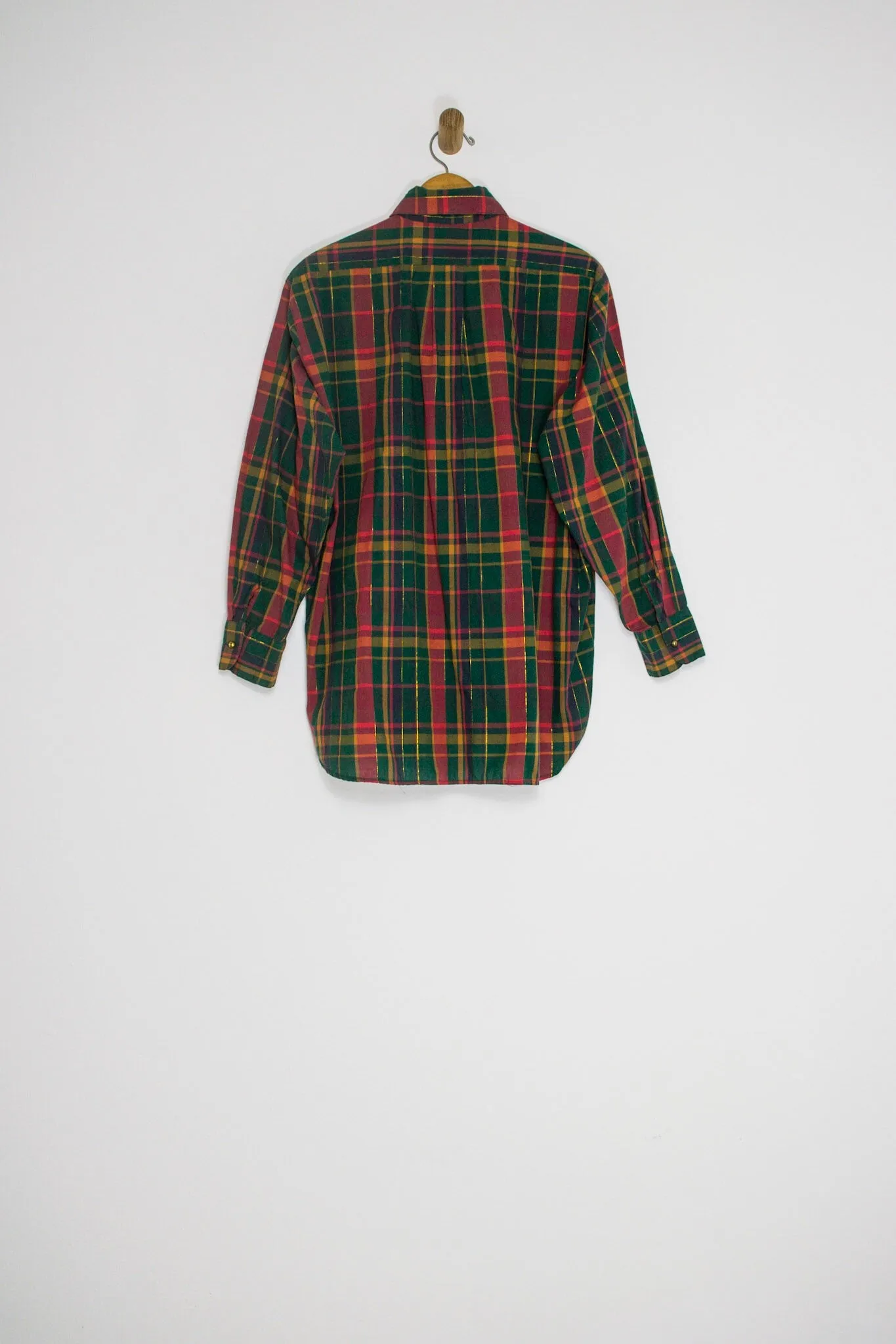 80's DVF PLAID BUTTON UP / LARGE