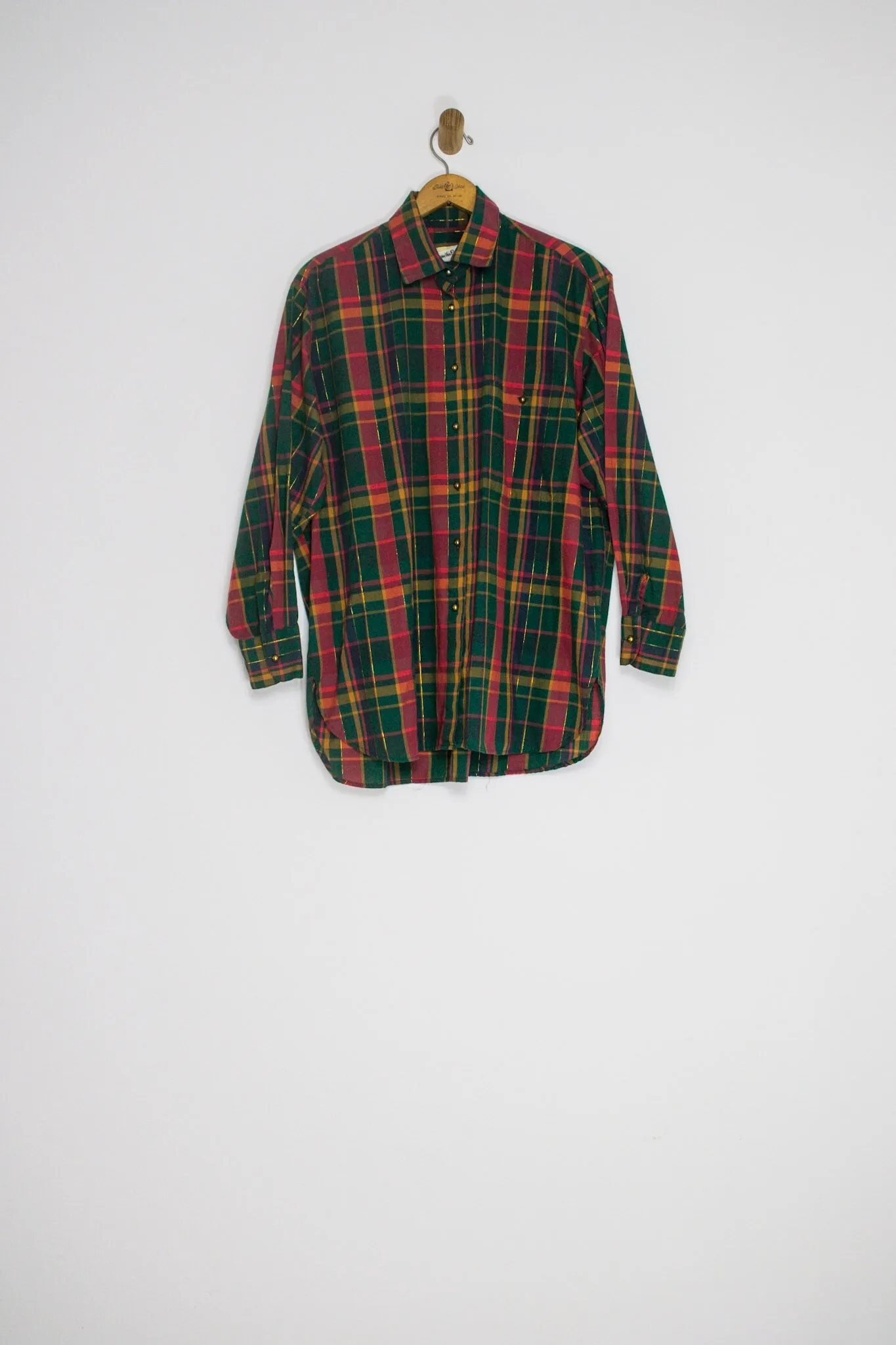 80's DVF PLAID BUTTON UP / LARGE