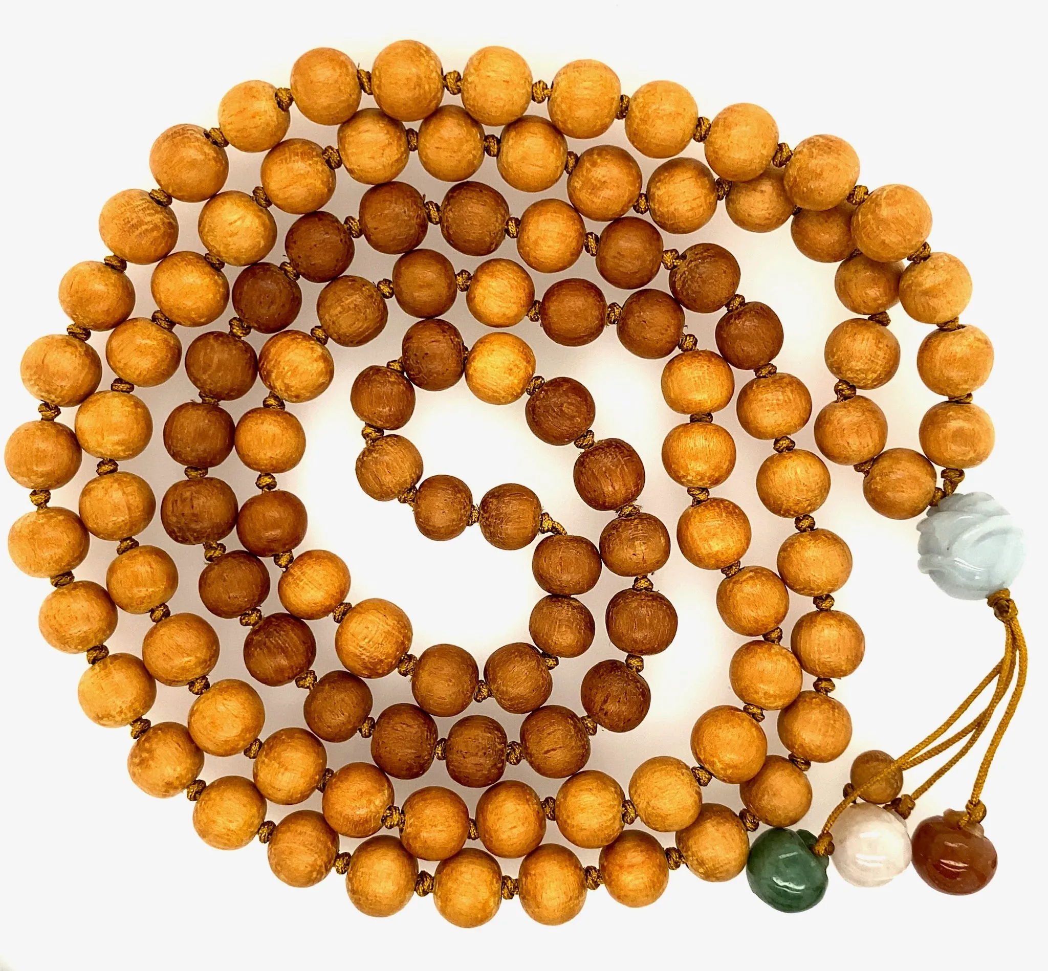 8mm Yellow Heart Wood 108 Burmese Jadeite Apple Tree Mala