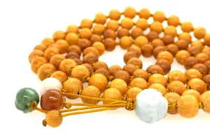 8mm Yellow Heart Wood 108 Burmese Jadeite Apple Tree Mala