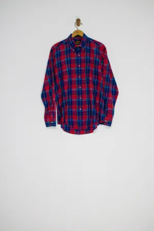 90's PLAID BUTTON UP / LARGE