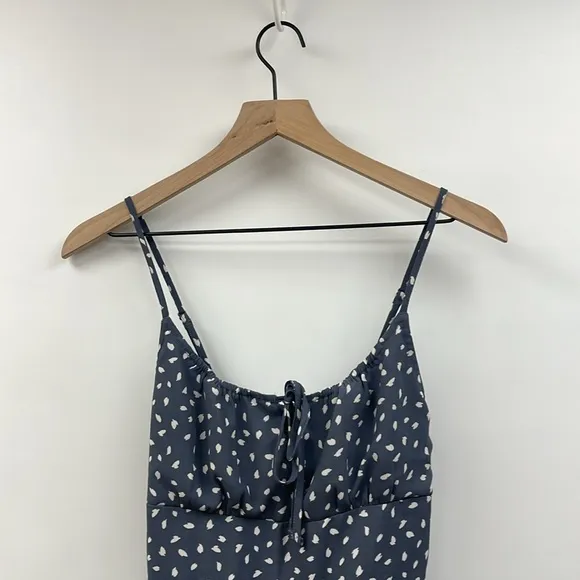 Abercrombie &amp; Fitch Dot Spaghetti Strap Scoopneck Mini Dress Boho Slate Blue XS
