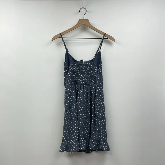 Abercrombie &amp; Fitch Dot Spaghetti Strap Scoopneck Mini Dress Boho Slate Blue XS