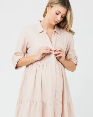 Adel Button Through Dress Peachy Pink