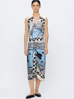 AGNES Silk print dress Black/white