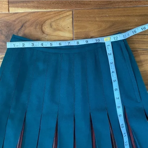 AlJean of Canada Vintage Virgin Wool Pleaded Green Midi Length Plaid Skirt