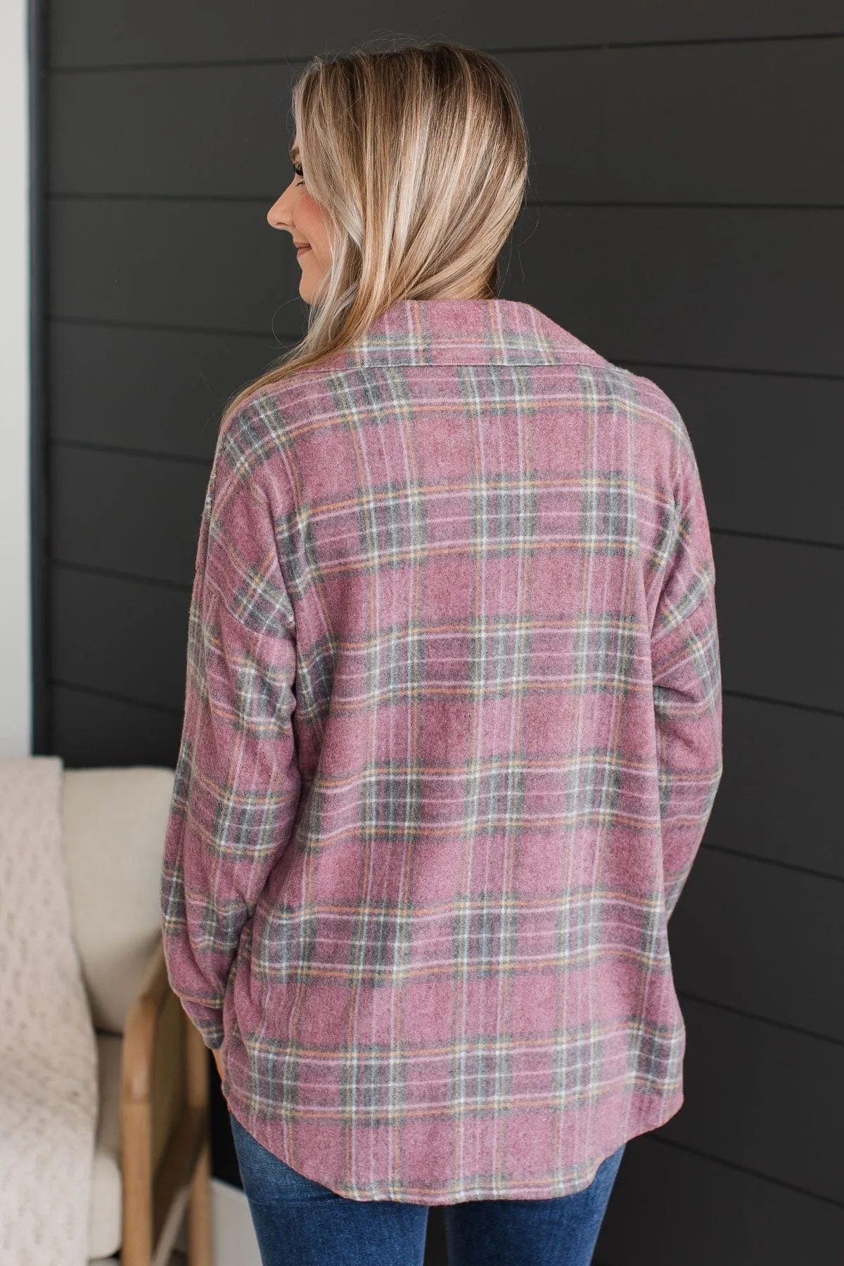All In Plaid Button Top- Vintage Red