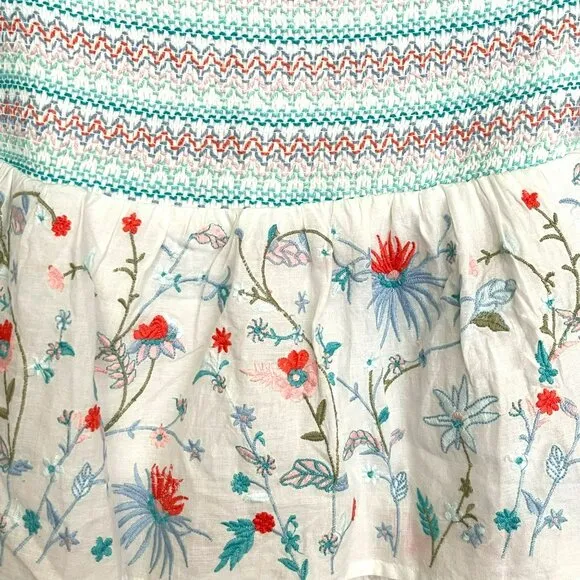 Allison New York Embroidered Tiered Smocked Boho Skirt NWT Sz Large