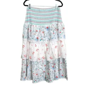 Allison New York Embroidered Tiered Smocked Boho Skirt NWT Sz Large