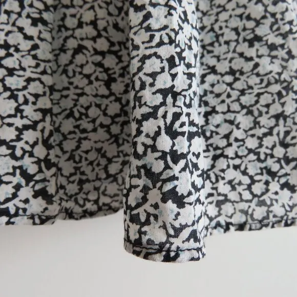 &amp; OTHER STORIES Voluminous Twill Tiered Mini Dress Ditsy Floral Black White Sz M
