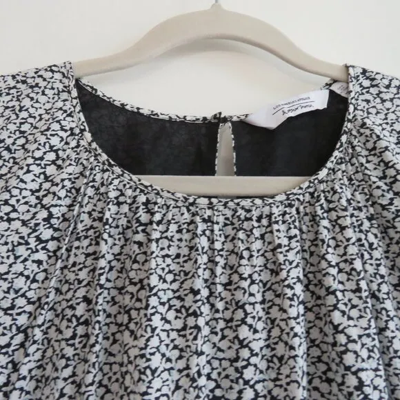 &amp; OTHER STORIES Voluminous Twill Tiered Mini Dress Ditsy Floral Black White Sz M