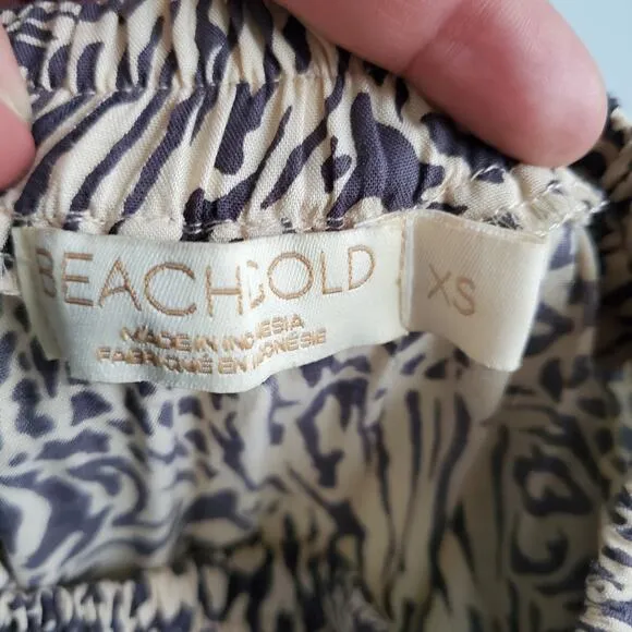 Anthro Beach Gold Women Maxi Skirt XS Animal Print Beige Tiered Boho Hippie NEW