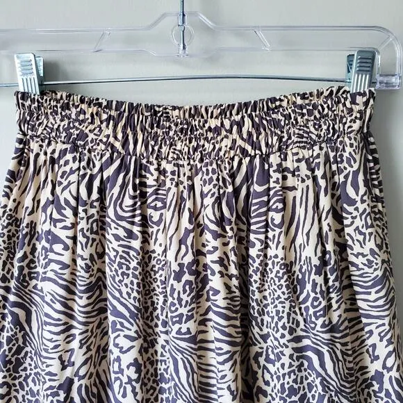 Anthro Beach Gold Women Maxi Skirt XS Animal Print Beige Tiered Boho Hippie NEW