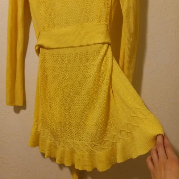 Anthro Sparrow Yellow Pointelle Cardigan