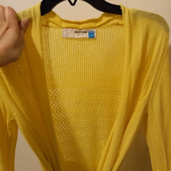 Anthro Sparrow Yellow Pointelle Cardigan