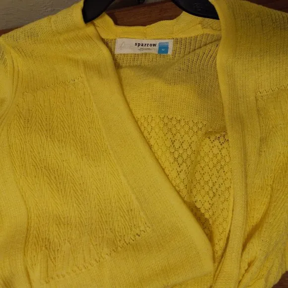 Anthro Sparrow Yellow Pointelle Cardigan